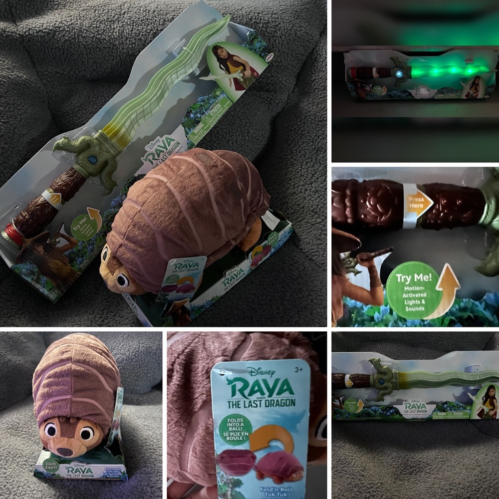 NWT Disney Raya and the last dragon light up action sword & fold & roll Tuk Tuk
